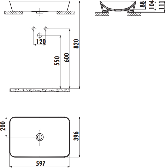 Раковина Creavit Ultra UL060-00BM00E-0000 60 см базальт