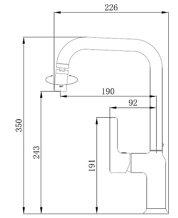 Смеситель "Column Black" д/кухни, G-излив, арт. CLM519B