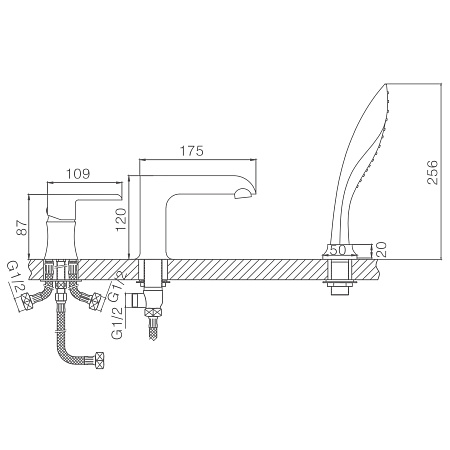 Смеситель для ванны HAIBA HB80805-8 на борт, 3 отверстия, латунь белый/хром
