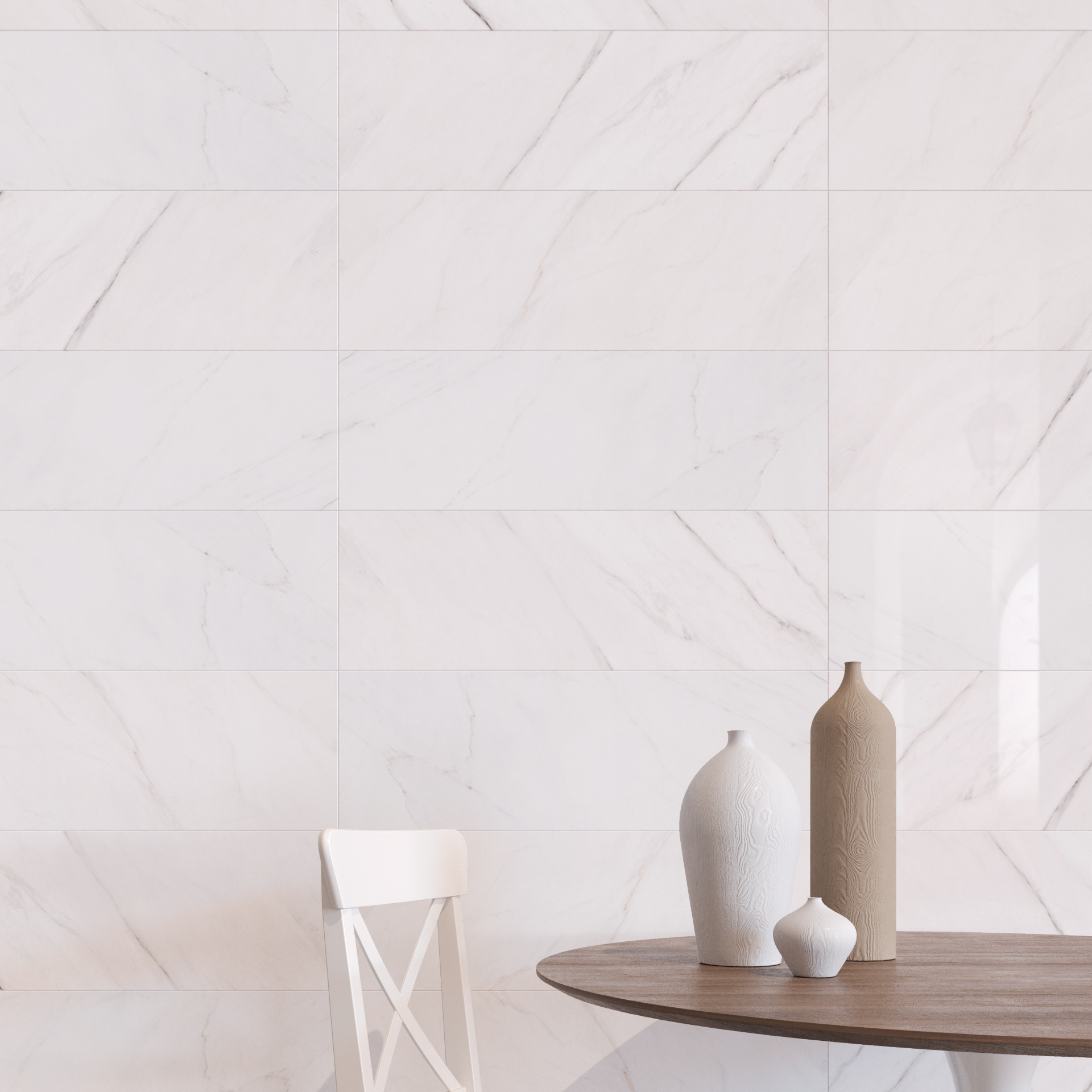 Керамическая плитка Meissen Плитка Carrara Chic рельеф шеврон белый 29х89