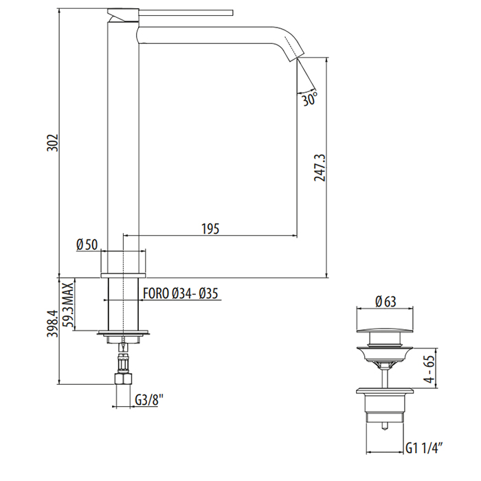 Смеситель для раковины Gattoni Circle Two 9148/91C0 хром