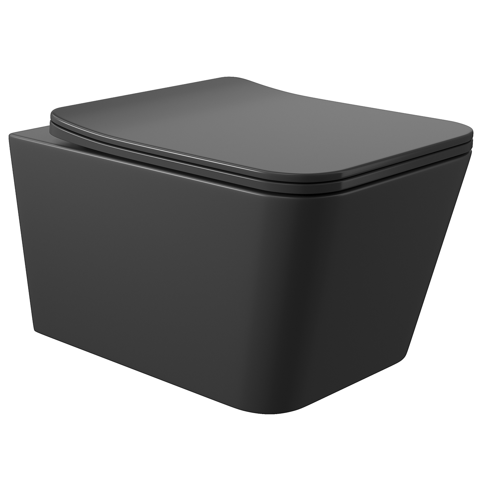 Унитаз подвесной безободковый Aqueduto Macio MAC0140 с крышкой-сиденьем микролифт, матовый черный