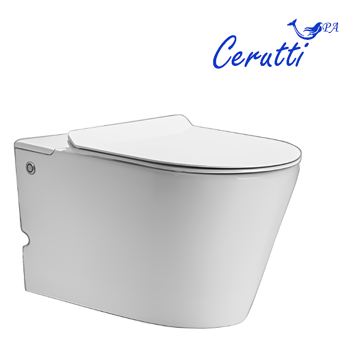 Унитаз подвесной безободковый Ceruttispa Argentera Aria Pulse CT10590 с функцией импульсного смыва, с микролифтом, белый