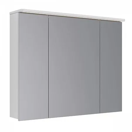 Шкаф зеркальный Lemark ZENON 100х80см 3-х дв, с козырьком-подсветкой, с розеткой, Белый глянец