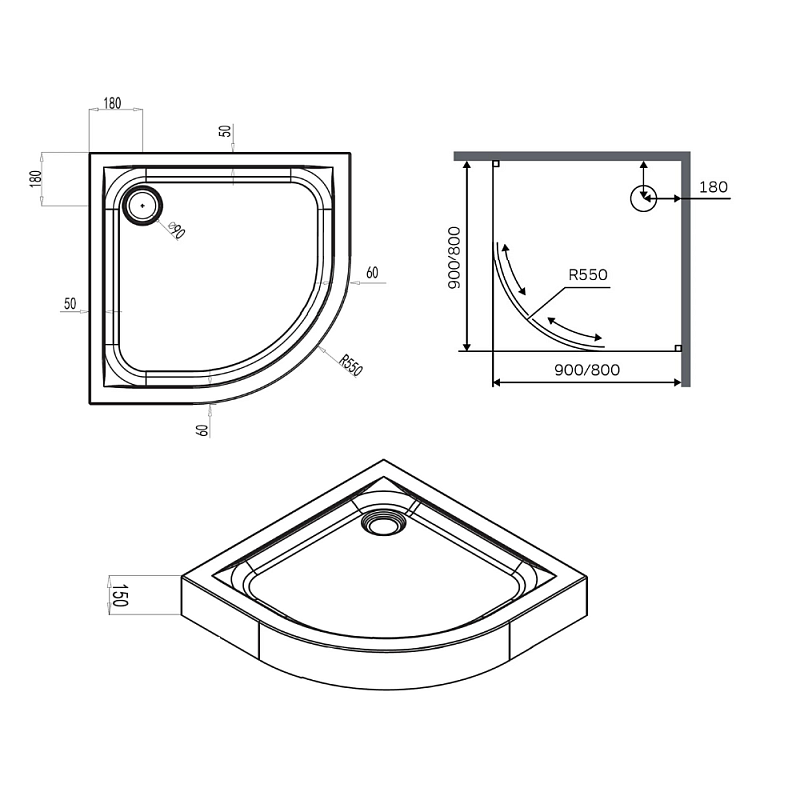 Душевой уголок с поддоном 80x80 AM.PM X-Joy W88G-205-080MT64 профиль серебристый