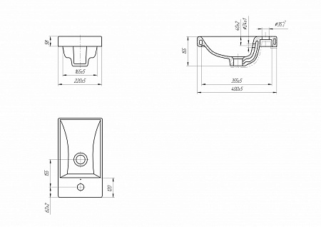 Раковина Cersanit мебельная MODUO 40 1 отв.