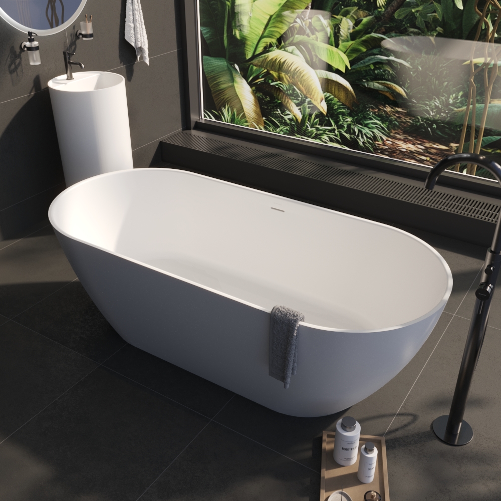 Ванна из искусственного камня 180х80 см Whitecross Tawna 0218.180080.200 матовая белая