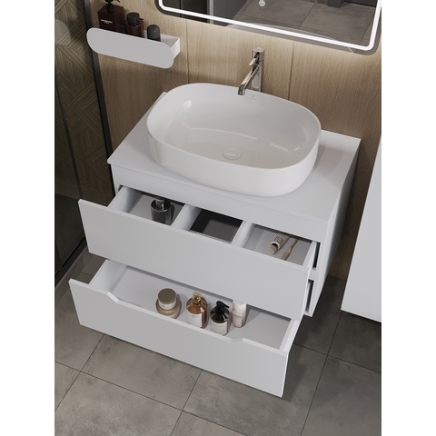 Orange Line Li-80TuwMDF+B08-600W тумба с раковиной подвесная 80 см, белый