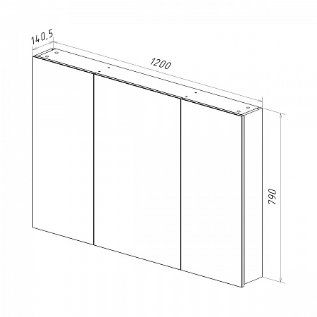 Шкаф зеркальный Lemark UNIVERSAL 120х80см 3-х дверный, цвет корпуса: Белый глянец