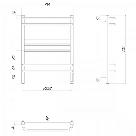 Полотенцесушитель электрический Lemark Linara LM04707Z П7 500x700, диммер справа, хром