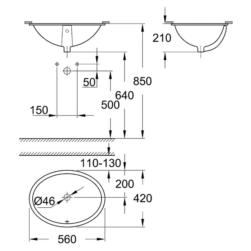 Раковина Grohe Bau Ceramic 39423000 56 см