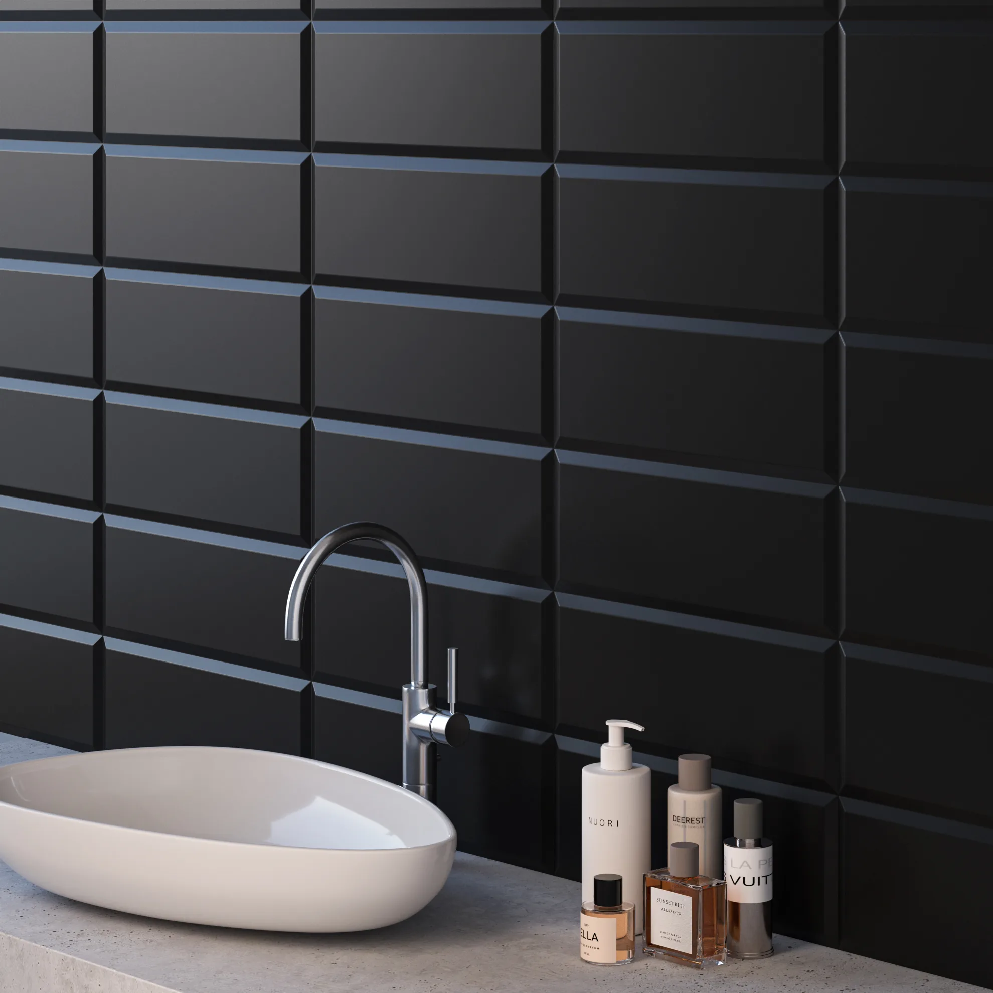 Керамическая плитка Kerama Marazzi Плитка Бельканто черный грань 15х40