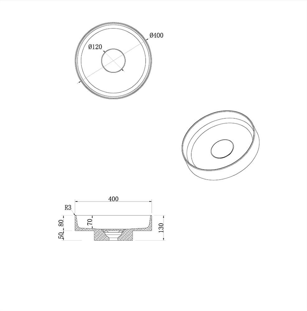 Раковина Boheme Corian 40 см 801-A Antracit
