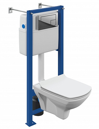Комплект Cersanit CREA SQUARE CO DPL EO slim инсталляция LINK PRO кнопка ESTETICA пл. хром глянцевый