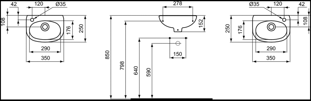 Раковина Ideal Standard Ecco W407901 R 35 см
