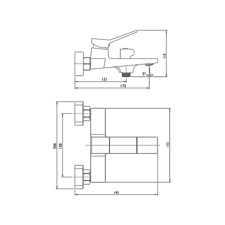 Смеситель для ванны HAIBA HB60818, латунь, хром