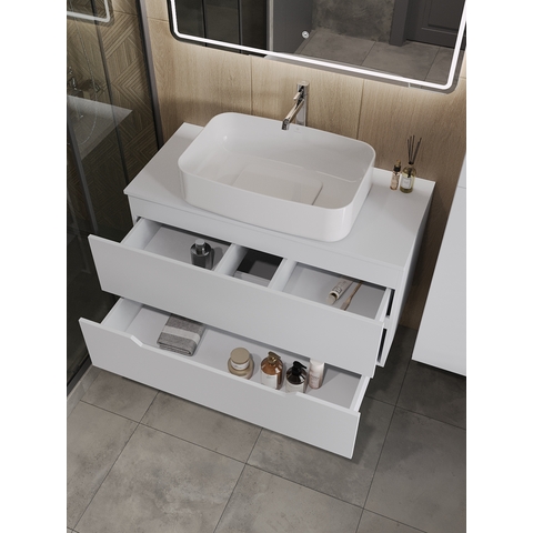 Orange Line Li-100TuwMDF+B07-600W тумба с раковиной подвесная 100 см, белый