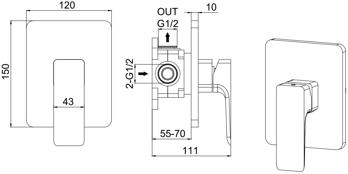 Смеситель для душа Allen Brau Infinity X1 5.21015-31 (с внутренней частью)