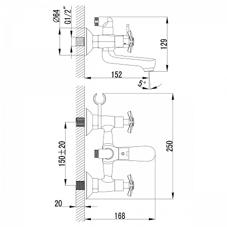 Смеситель Lemark Partner LM6542C для ванны