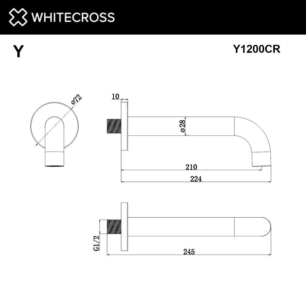 Излив для ванны Whitecross Y chrome Y1200CR хром глянец