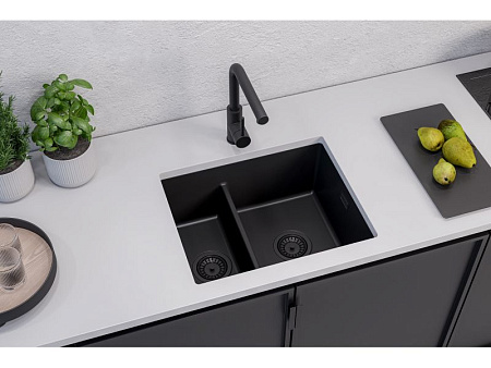Мойка кухонная Alveus OMNI 50 GRANITAL DEEP BLACK-G90 BE 550x450x198 с сифоном 1149000