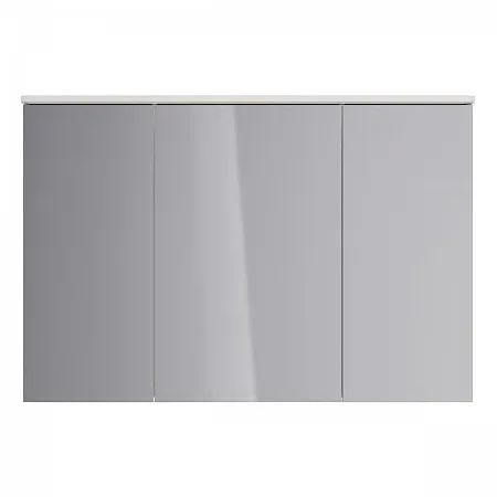 Шкаф зеркальный Lemark ZENON 120х80см 3-х дв, с козырьком-подсветкой, с розеткой, Белый глянец