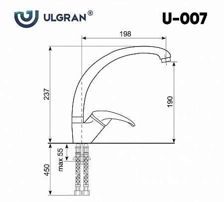 Смеситель для кухни Ulgran U-007-310, серый