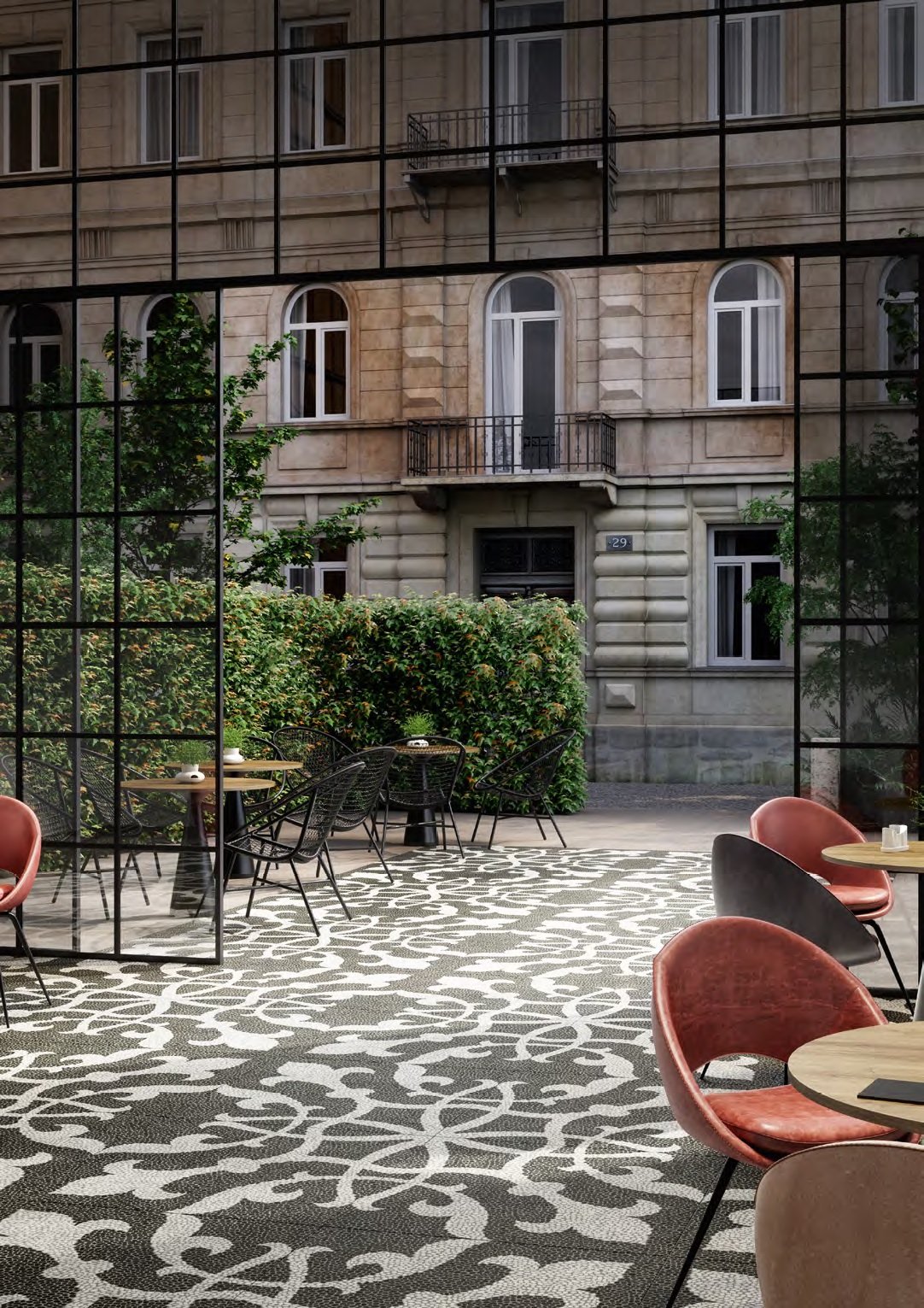 Керамогранит Kerama Marazzi Багатти белый чёрный обрезной 80х80