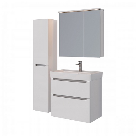Шкаф зеркальный Lemark ZENON 80х80см 2-х дв, с козырьком-подсветкой, с розеткой, Белый глянец