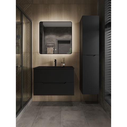 Orange Line Li-80Tub+BLRA тумба подвесная с раковиной, черный матовый