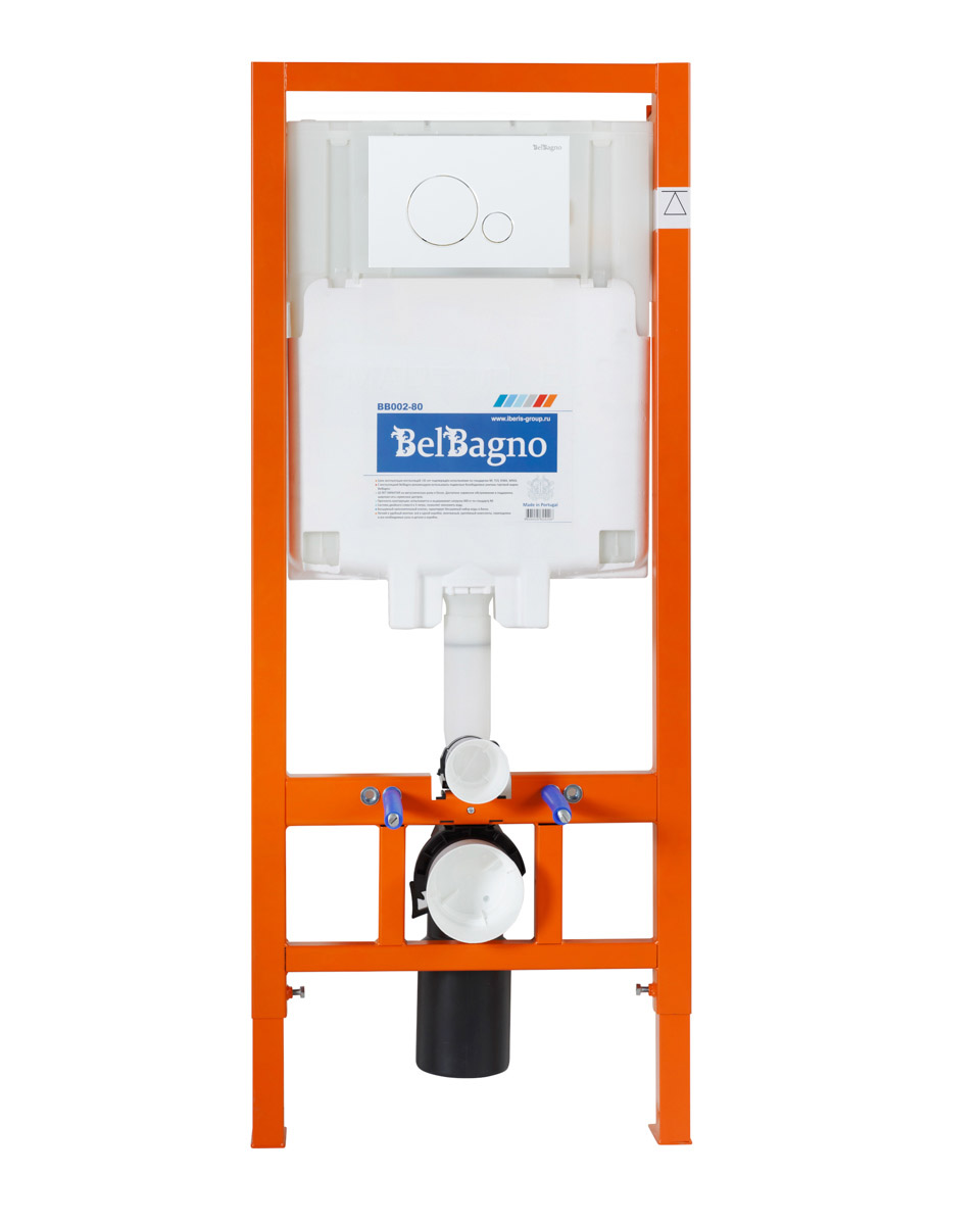 Комплект подвесной безободковый унитаз BelBagno Amanda BB051CHR с сиденьем микролифт BB051SC + система инсталляции BelBagno BB002-80 с кнопкой смыва BB014-SR-BIANCO