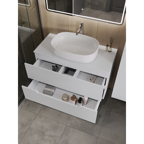 Orange Line Li-100TuwMDF+B04-600W тумба с раковиной подвесная 100 см, белый