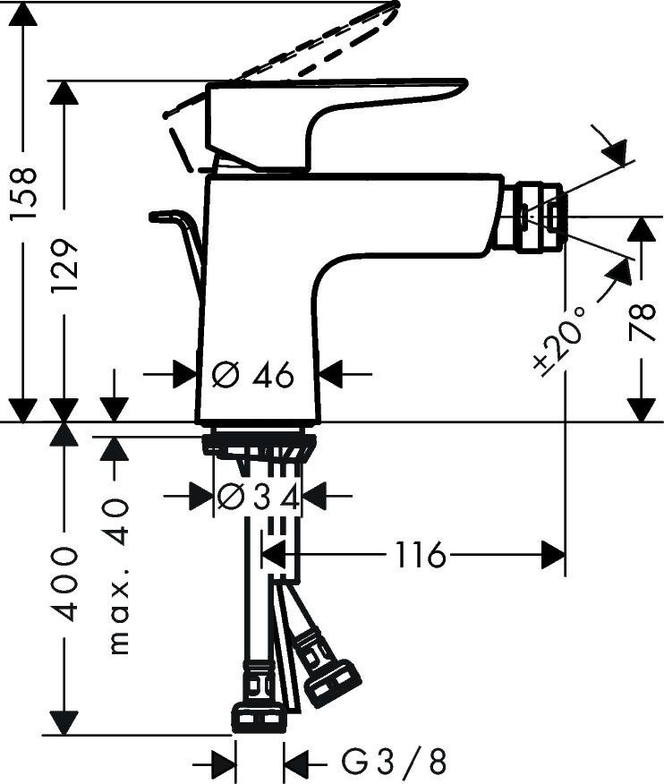 Смеситель для биде Hansgrohe Talis E 71720670, черный матовый