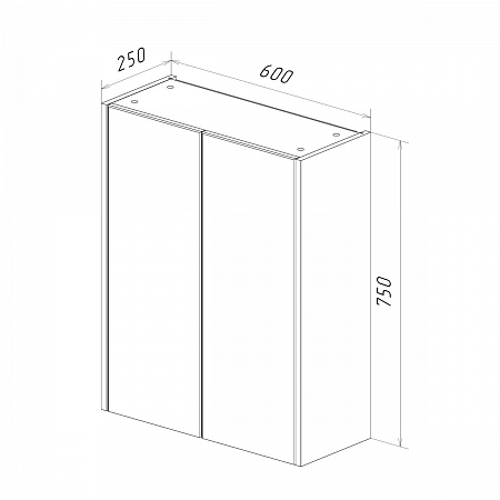 Шкаф Lemark COMBI 60см подвесной, 2-х дверный, цвета: фасад-Бетон, корпус-Белый глянец