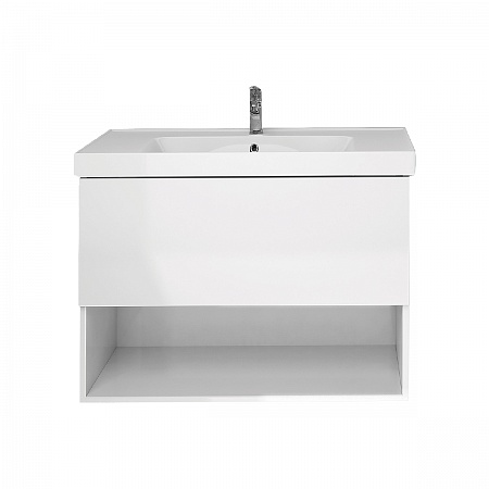 Тумба Dreja Perfecto 60 см, подвесная, 1 ящик, push-to-open, белый глянец