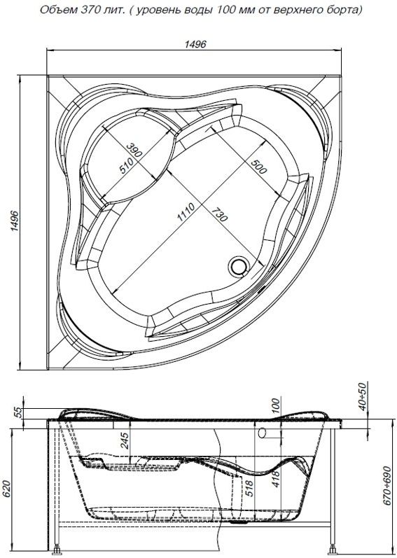 Акриловая ванна Aquanet Malta new 150х150