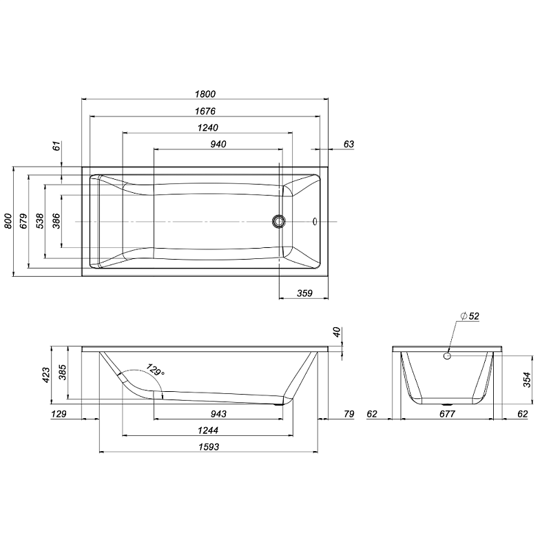 Ванна акриловая 180x80 AM.PM Gem W93A-180-080W-A белая глянцевая