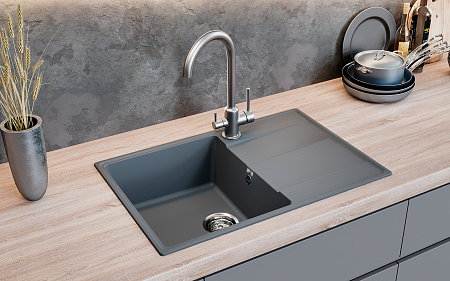Мойка кухонная ULGRAN Quartz Prima 750-10, песок