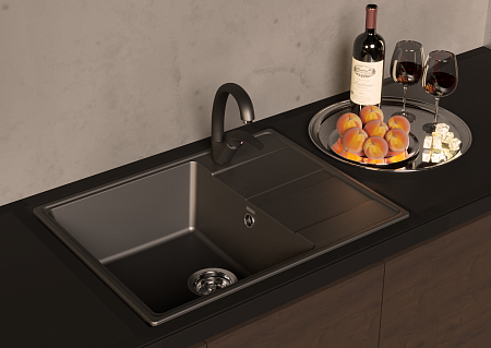 Смеситель для кухни ULGRAN Quartz UQ-007-07, уголь