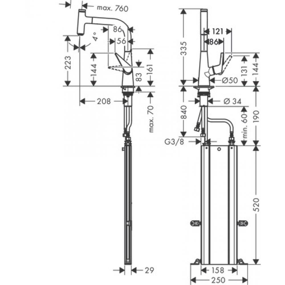 Смеситель Hansgrohe Talis Select M51 73852000 для кухонной мойки, хром