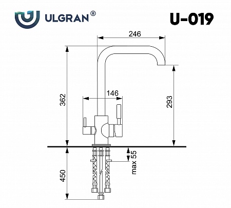 Смеситель для кухни Ulgran U-019-331, белый