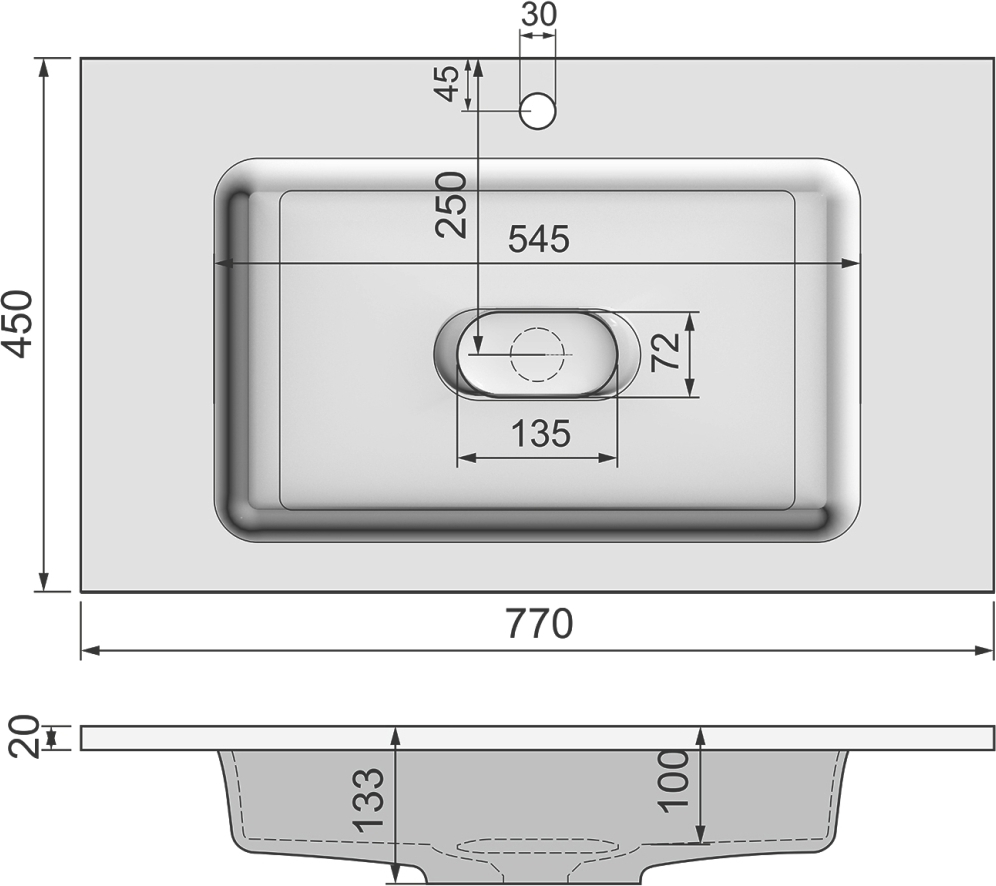 Раковина Jorno Modul Mol.08.80/W 80 см, белая