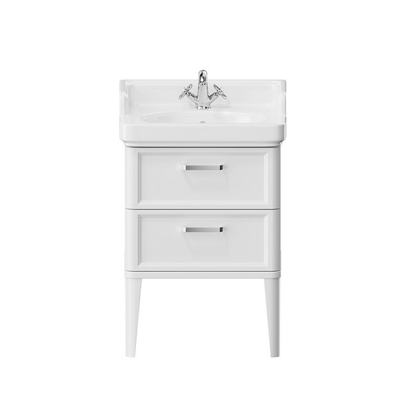 PO.N.60.2/WHT Тумба POMPEI напольная с 2 ящиками 60, белая глянцевая