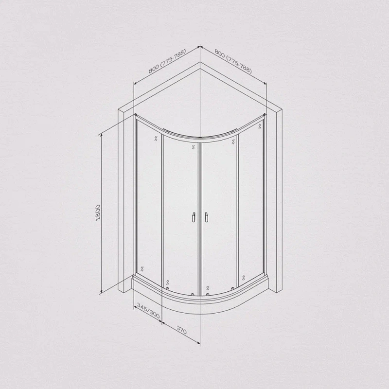 Душевой уголок с поддоном 80x80 AM.PM X-Joy W88G-205-080MT64 профиль серебристый