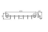 Крючок HAIBA HB1615-6 шестерной, хром