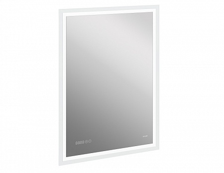 Зеркало LED 080 design pro 60x85 с подсветкой часы с антизапотеванием прямоугольное