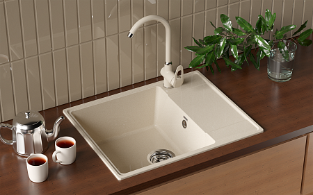 Мойка кухонная ULGRAN Quartz Prima 605-10, песок