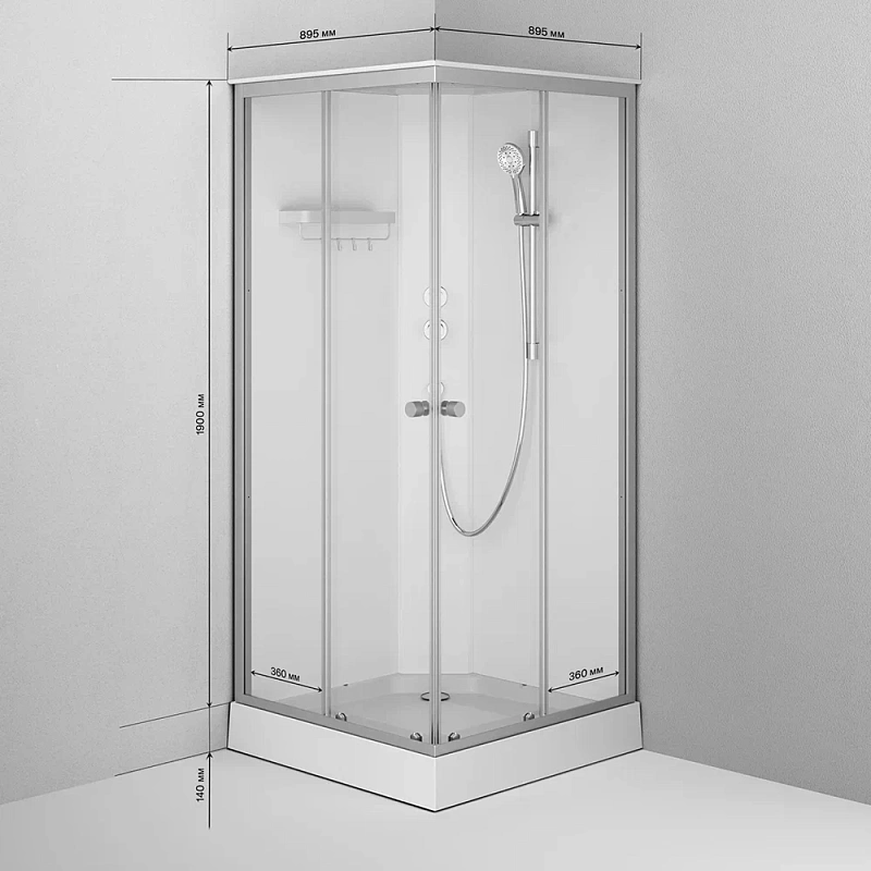 Душевая кабина 90x90 AM.PM X-Joy W94C-403-090MT профиль серебристый, низкий поддон
