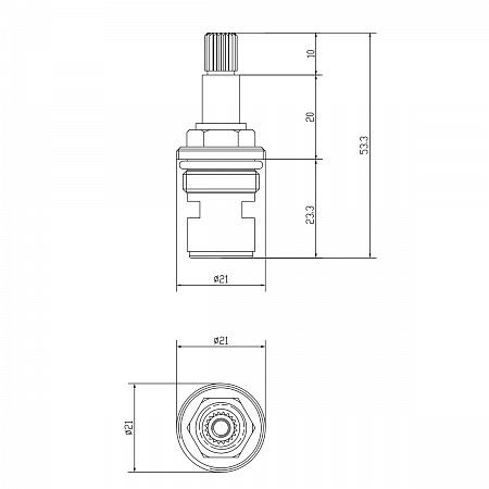 Кран-букса LM8096R-BL М18 х1.5 (20 шлицов) с керам. прокладками, поворот 90°, горячая. блистер