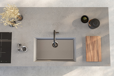 Мойка кухонная Alveus OMNI 40 GRANITAL CONCRETE-G81 750x450x198 с сифоном 1145083